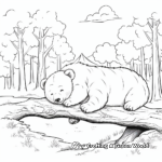 Calm Sleeping Bear in the Woods Coloring Pages 3