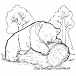 Calm Sleeping Bear in the Woods Coloring Pages 4