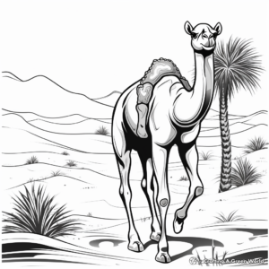 Camel-Centered Arabian Desert Coloring Pages 1
