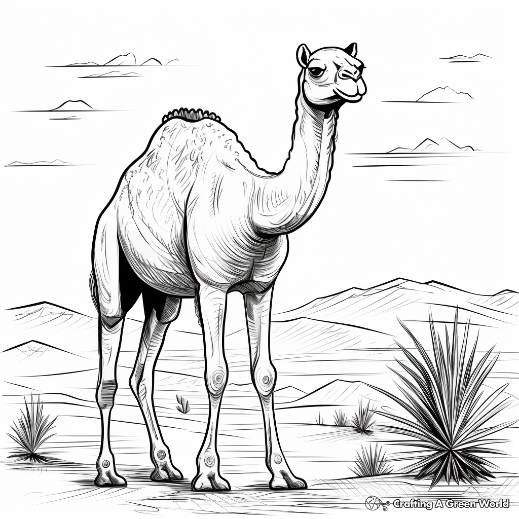 Camel-Centered Arabian Desert Coloring Pages 2