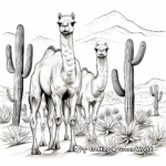Camels and Cactus: Desert Scene Coloring Pages 1