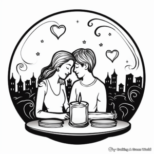 Candlelight Dinner Scene Valentine Coloring Pages 3