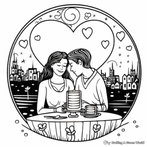Candlelight Dinner Scene Valentine Coloring Pages 4