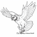 Capricious Great Horned Owl in Flight Pattern Coloring Pages 1