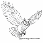 Capricious Great Horned Owl in Flight Pattern Coloring Pages 2