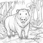 Capybara in the Wild: Jungle-Scene Coloring Pages 1