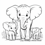 Cartoon Elephant Family Coloring Sheets 1