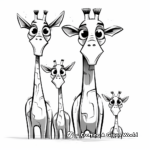 Cartoon Giraffe Family Coloring Sheets for Kids 2