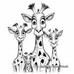 Cartoon Giraffe Family Coloring Sheets for Kids 3