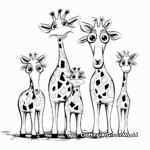 Cartoon Giraffe Family Coloring Sheets for Kids 4