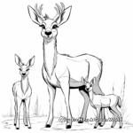 Cartoon Mule Deer Family Coloring Pages for Children 1