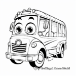 Cartoon School Bus with Kids Coloring Sheets 1