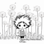 Cartoon Style Dandelion Puffs Coloring Pages 1