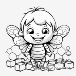 Cartoon Style Honeycomb and Bees Coloring Pages 1