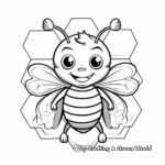 Cartoon Style Honeycomb and Bees Coloring Pages 2