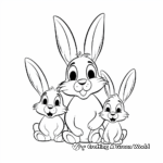Cartoon Styled Bunny Family Coloring Pages for Kids 2
