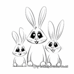 Cartoon Styled Bunny Family Coloring Pages for Kids 3