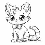 Cartoon-styled Cat with Bow Coloring Pages for Kids 3