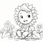 Cartoon Sunflower Garden Coloring Pages 1