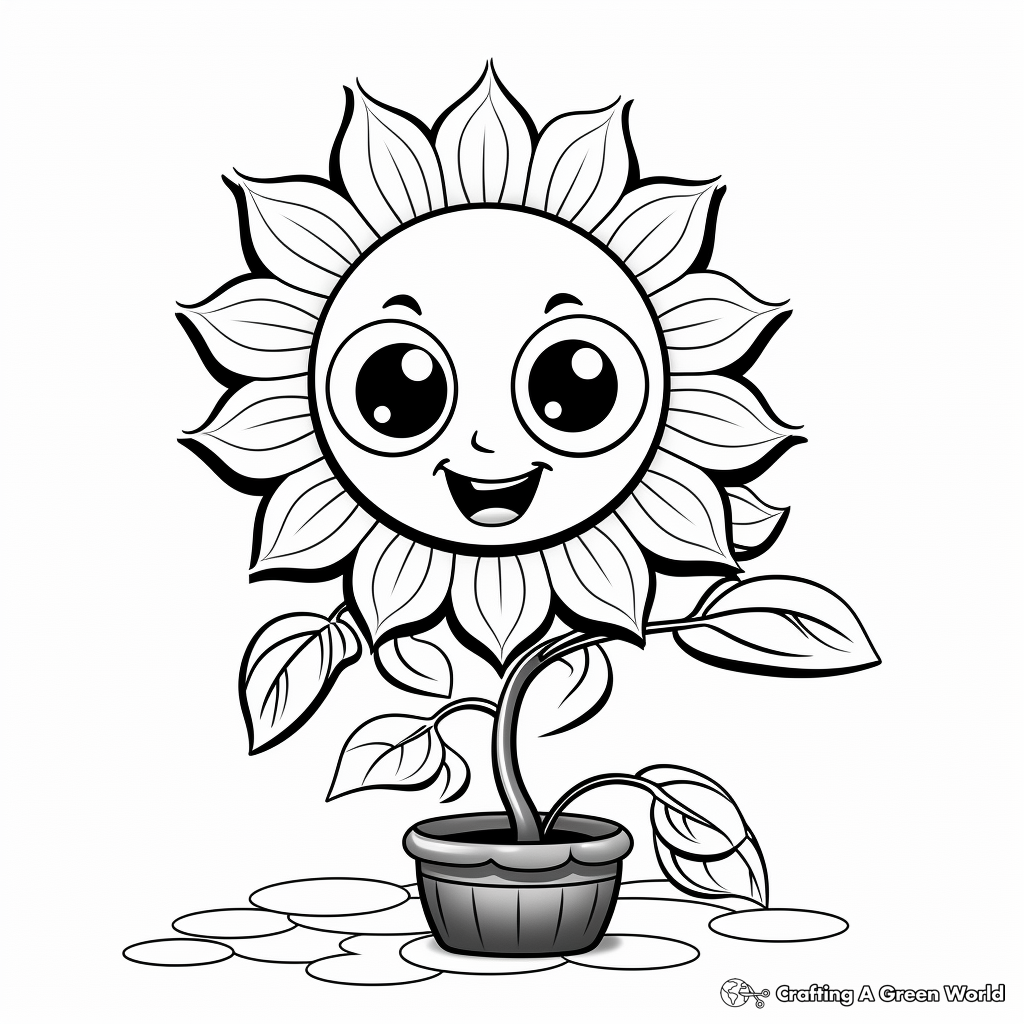 Cartoon Sunflower Garden Coloring Pages 4