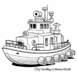 Cartoon Tugboat Coloring Pages for Children 2