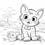 Cat and Mouse at the Beach Coloring Pages 1