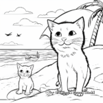Cat and Mouse at the Beach Coloring Pages 2