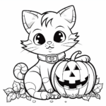 Cat and Pumpkin Halloween Coloring Pages 2