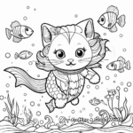 Cat Bee Under the Sea: Mermaid Cat Bee Coloring Pages 2