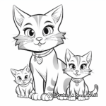 Cat Family Coloring Pages: Male, Female, and Kittens 1