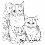 Cat Family Coloring Pages: Male, Female, and Kittens 2