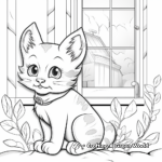 Cat in a Window Scene Coloring Pages 2
