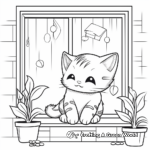 Cat in a Window Scene Coloring Pages 3