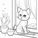 Cat in a Window Scene Coloring Pages 4