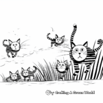 Cats in Action: Striped Cats Chasing Mice Coloring Pages 2