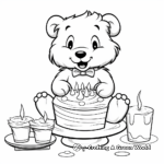 Celebration Beaver with Birthday Cake Coloring Pages 2