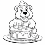Celebration Beaver with Birthday Cake Coloring Pages 3