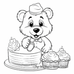 Celebration Beaver with Birthday Cake Coloring Pages 4