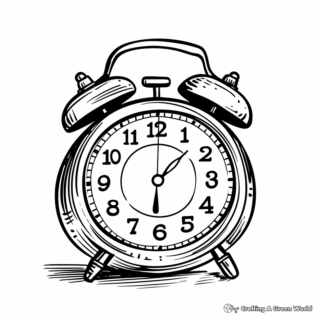 Celebratory New Year Alarm Clock Coloring Pages 1