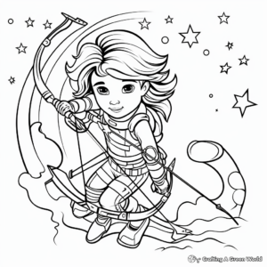 Celestial Sagittarius Coloring Pages with Planets and Stars 2