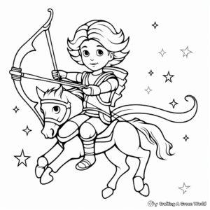 Celestial Sagittarius Coloring Pages with Planets and Stars 3