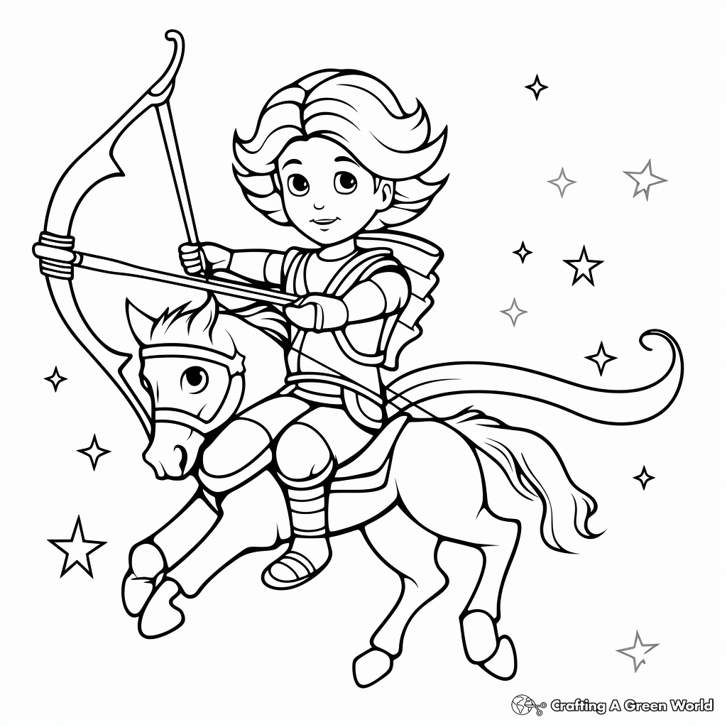 Celestial Sagittarius Coloring Pages with Planets and Stars 3