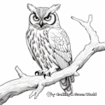 Challenging Detailed Great Horned Owl Coloring Pages 1