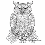 Challenging Detailed Great Horned Owl Coloring Pages 4