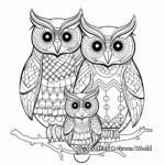 Challenging Long-eared Owl Family Advanced Coloring Pages 2