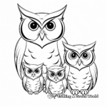 Challenging Long-eared Owl Family Advanced Coloring Pages 3