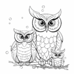 Challenging Long-eared Owl Family Advanced Coloring Pages 4