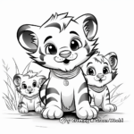 Charming Baby Tiger and Friends - Adventure Scene Coloring Pages 2