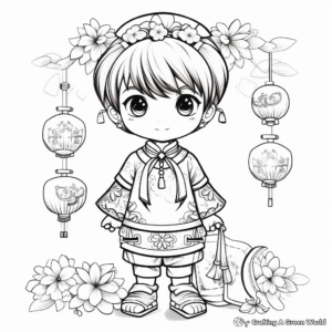 Charming Chinese New Year Decorations 2023 Coloring Pages 2