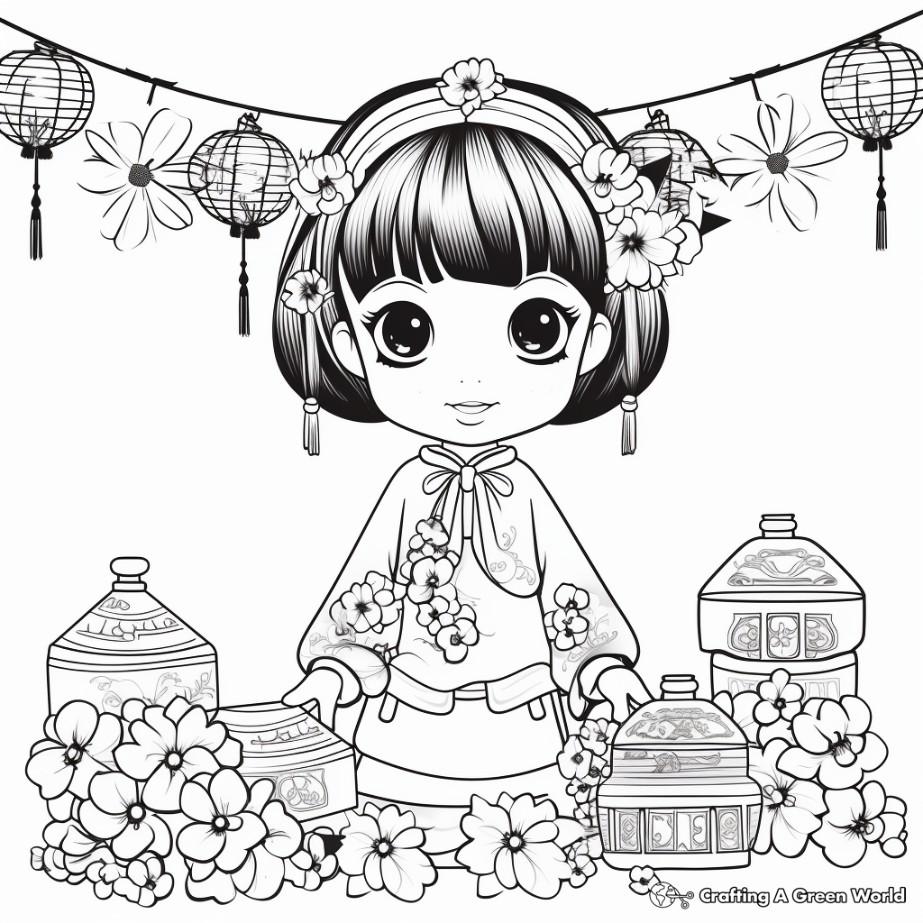 Charming Chinese New Year Decorations 2023 Coloring Pages 4